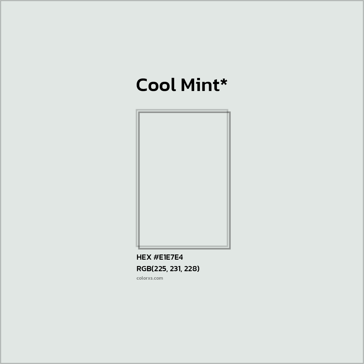 #E1E7E4 hex color. RGB, RYB, CMYK, HSL, HSV codes and color conversions. Matching color names, palettes, paints.