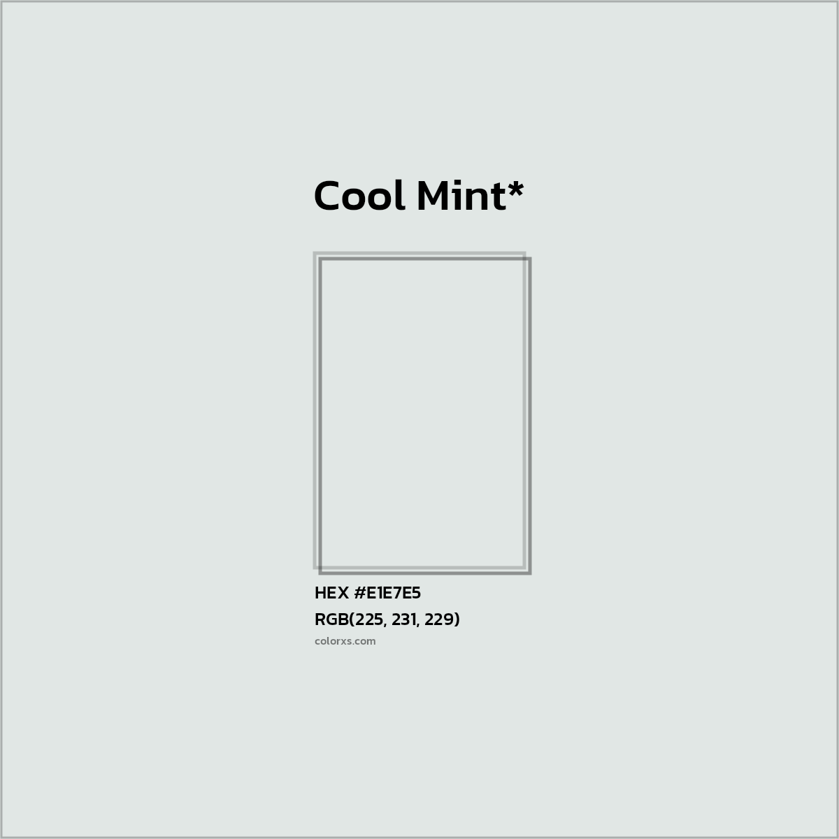 #E1E7E5 hex color. RGB, RYB, CMYK, HSL, HSV codes and color conversions. Matching color names, palettes, paints.