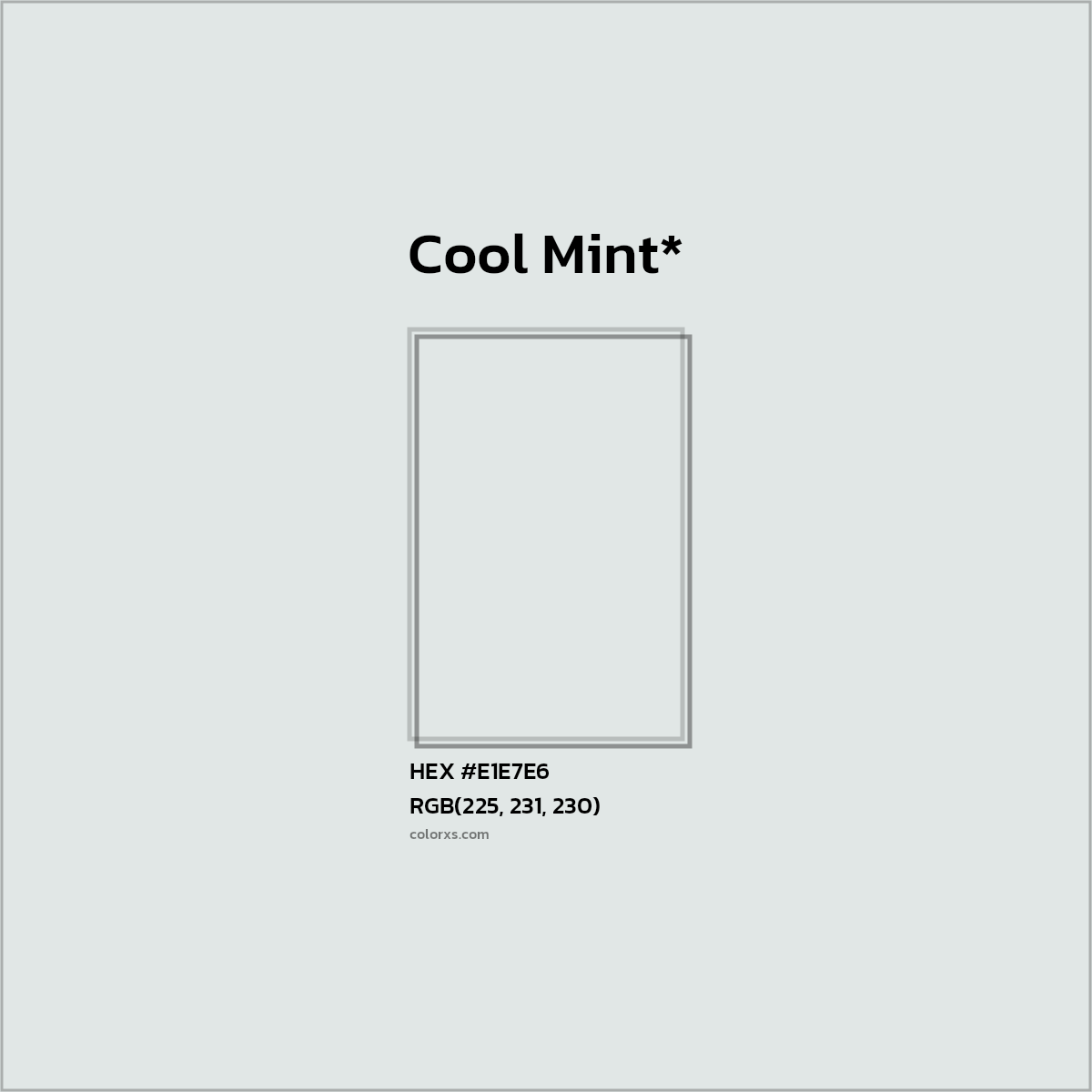 #E1E7E6 hex color. RGB, RYB, CMYK, HSL, HSV codes and color conversions. Matching color names, palettes, paints.