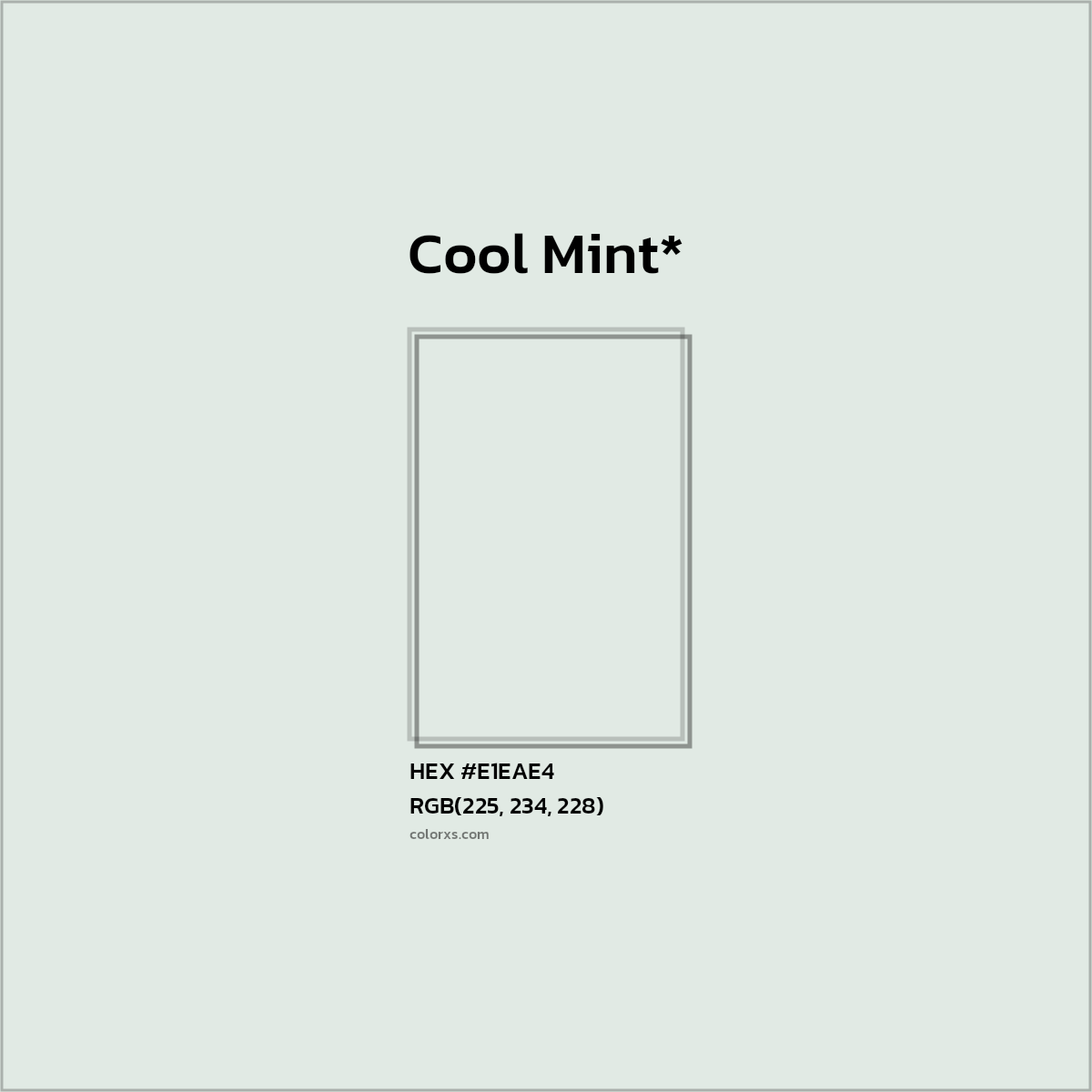 #E1EAE4 hex color. RGB, RYB, CMYK, HSL, HSV codes and color conversions. Matching color names, palettes, paints.
