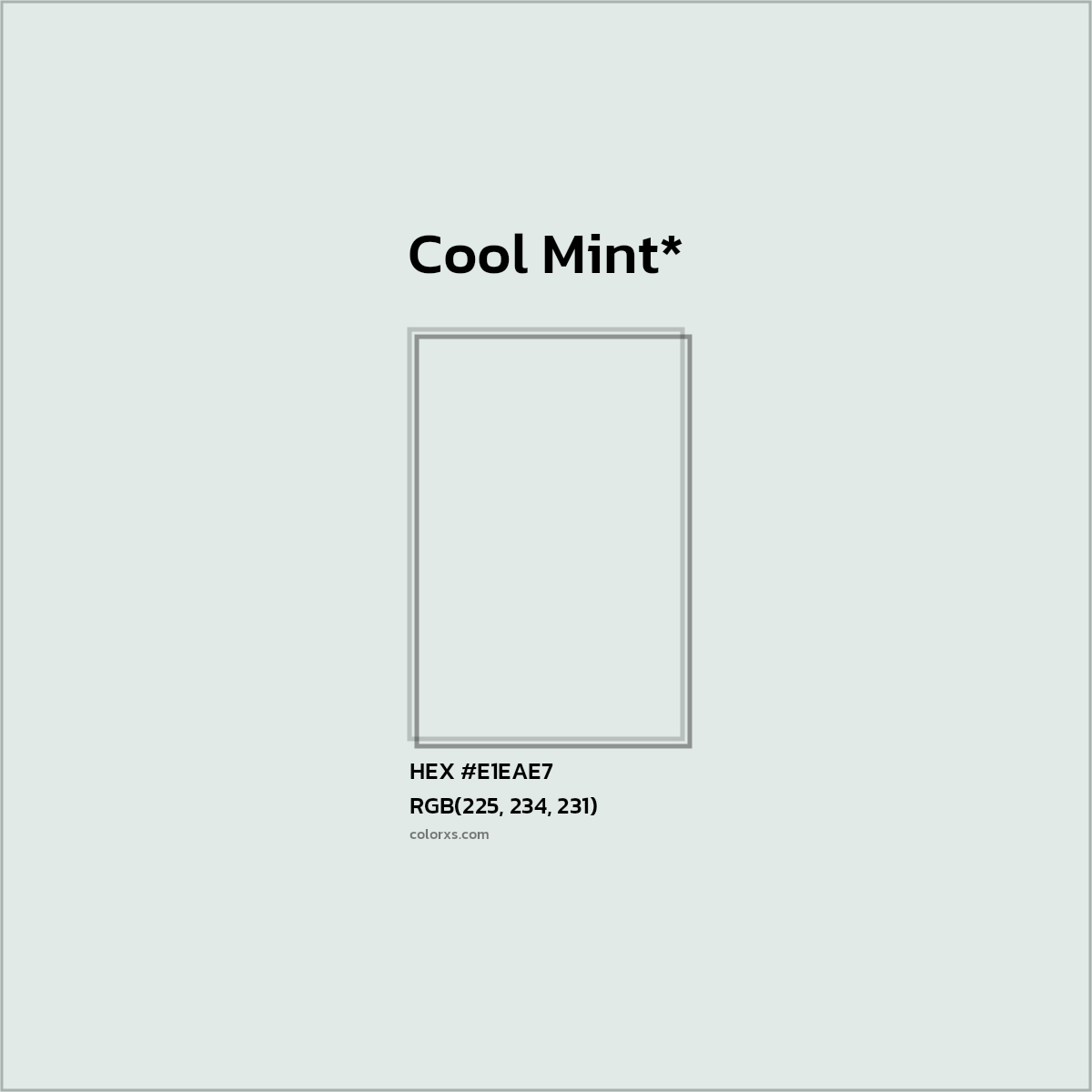 #E1EAE7 hex color. RGB, RYB, CMYK, HSL, HSV codes and color conversions. Matching color names, palettes, paints.
