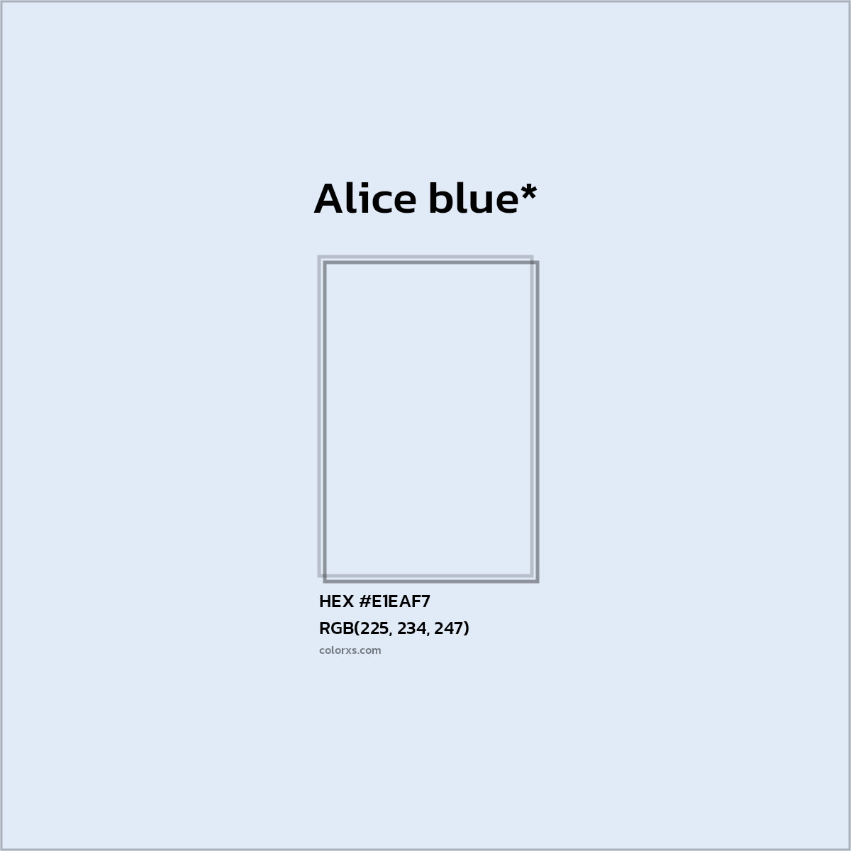#E1EAF7 hex color. RGB, RYB, CMYK, HSL, HSV codes and color conversions. Matching color names, palettes, paints.