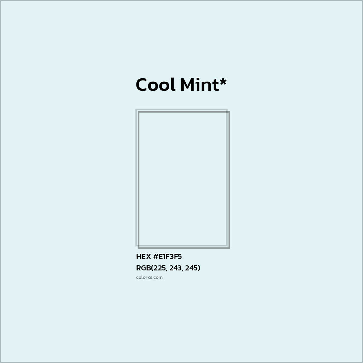#E1F3F5 hex color. RGB, RYB, CMYK, HSL, HSV codes and color conversions. Matching color names, palettes, paints.