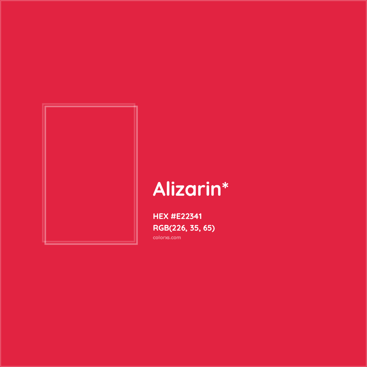 #E22341 hex color. RGB, RYB, CMYK, HSL, HSV codes and color conversions. Matching color names, palettes, paints.