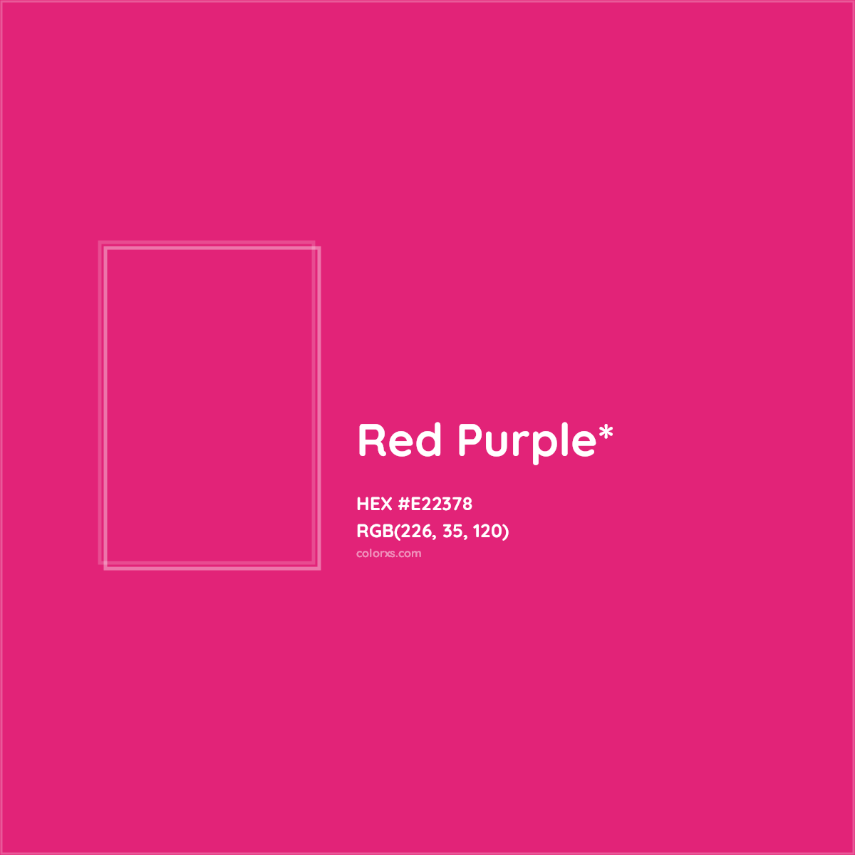 #E22378 hex color. RGB, RYB, CMYK, HSL, HSV codes and color conversions. Matching color names, palettes, paints.