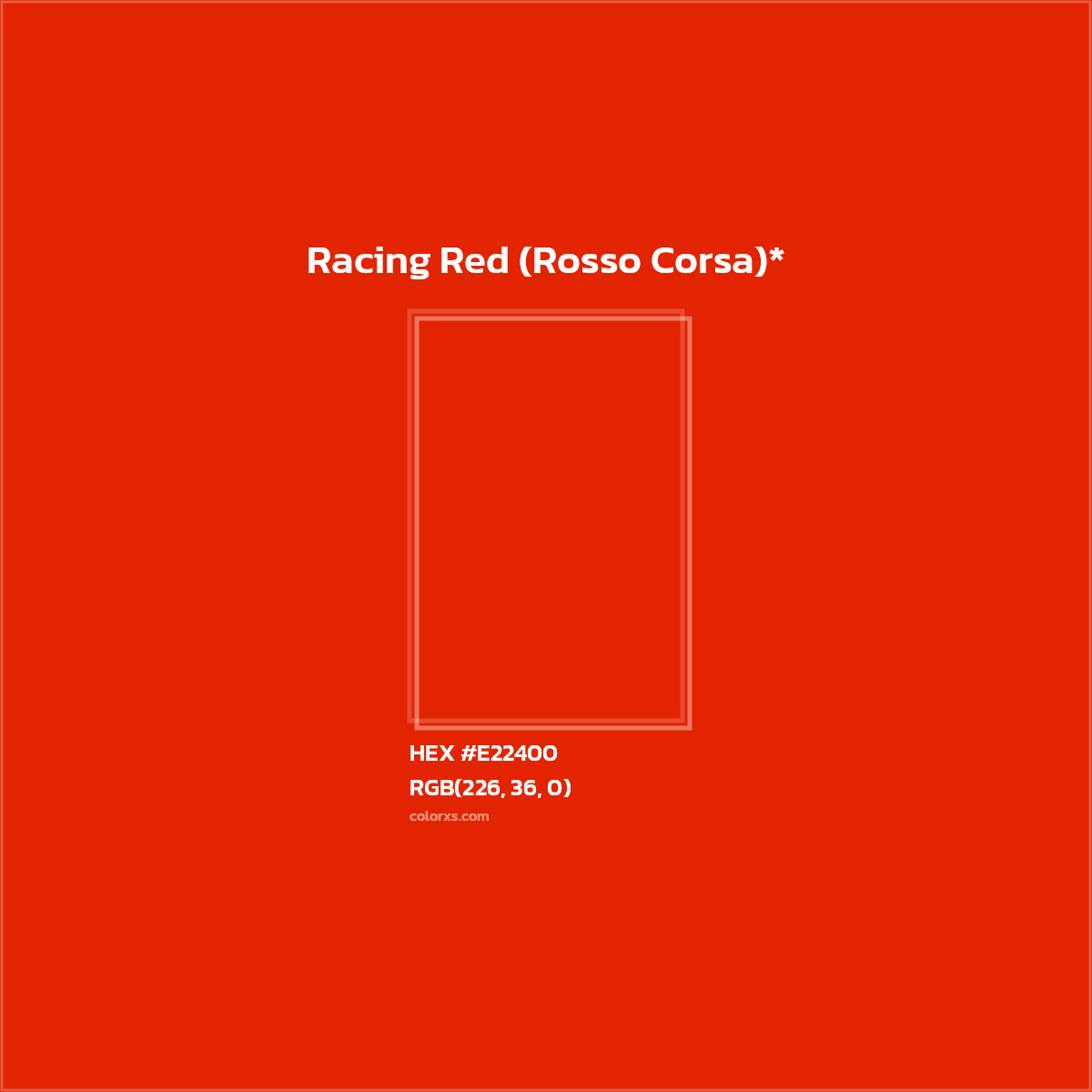#E22400 hex color. RGB, RYB, CMYK, HSL, HSV codes and color conversions. Matching color names, palettes, paints.