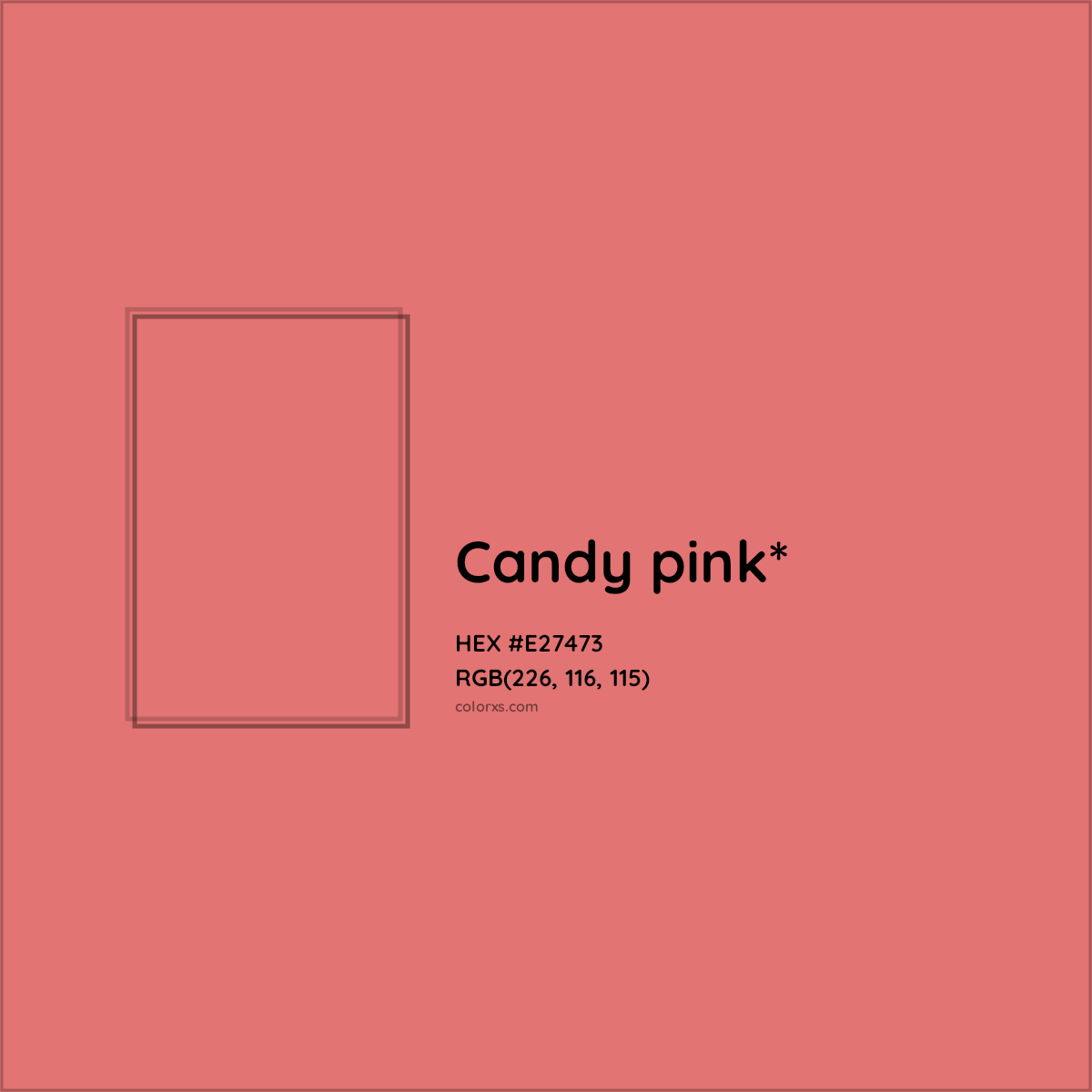 #E27473 hex color. RGB, RYB, CMYK, HSL, HSV codes and color conversions. Matching color names, palettes, paints.