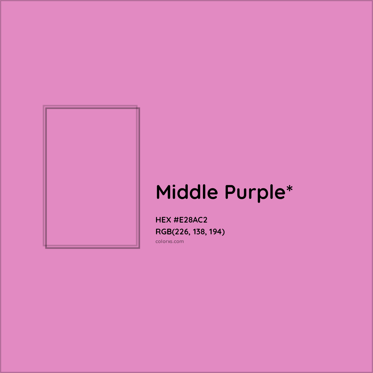 #E28AC2 hex color. RGB, RYB, CMYK, HSL, HSV codes and color conversions. Matching color names, palettes, paints.