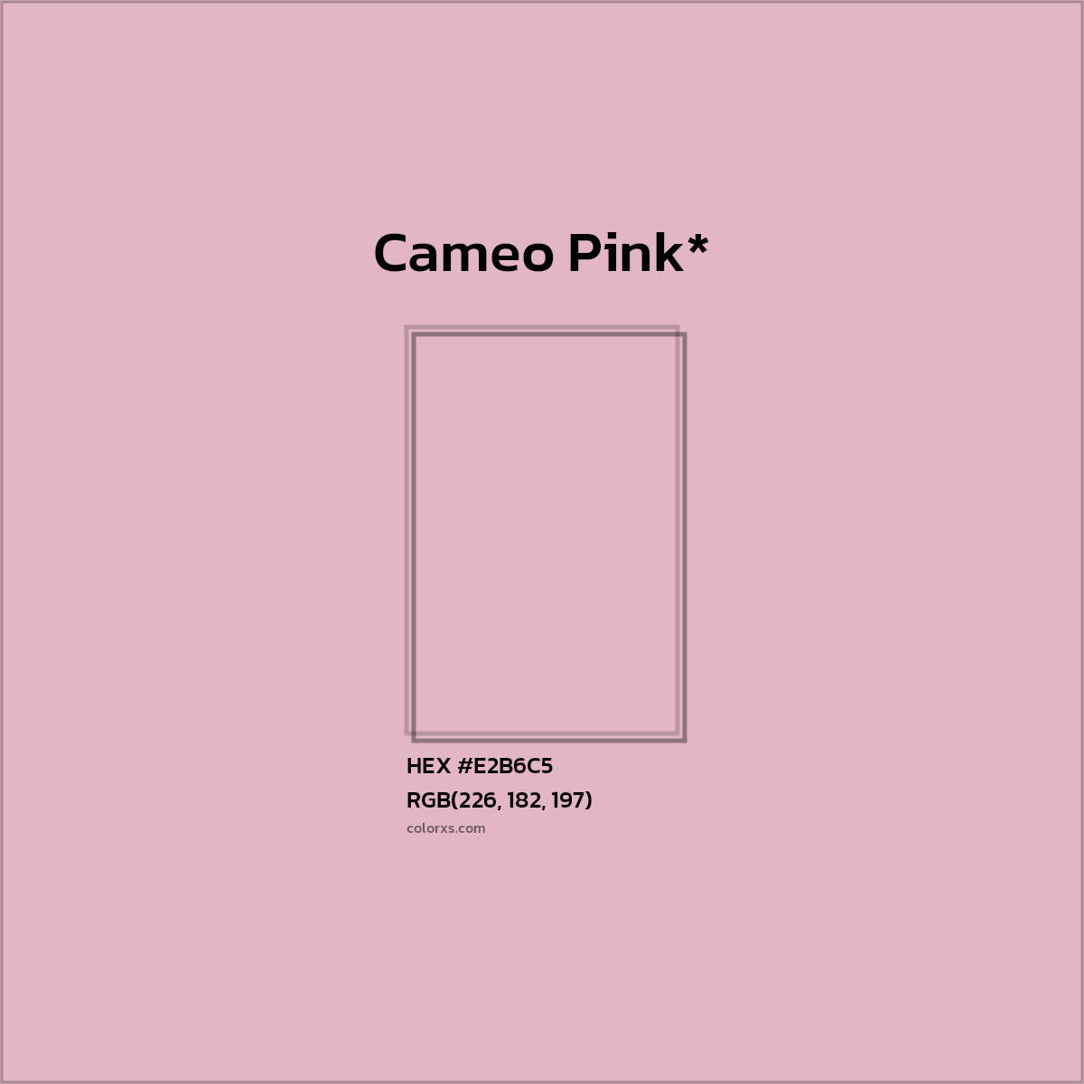 #E2B6C5 hex color. RGB, RYB, CMYK, HSL, HSV codes and color conversions. Matching color names, palettes, paints.