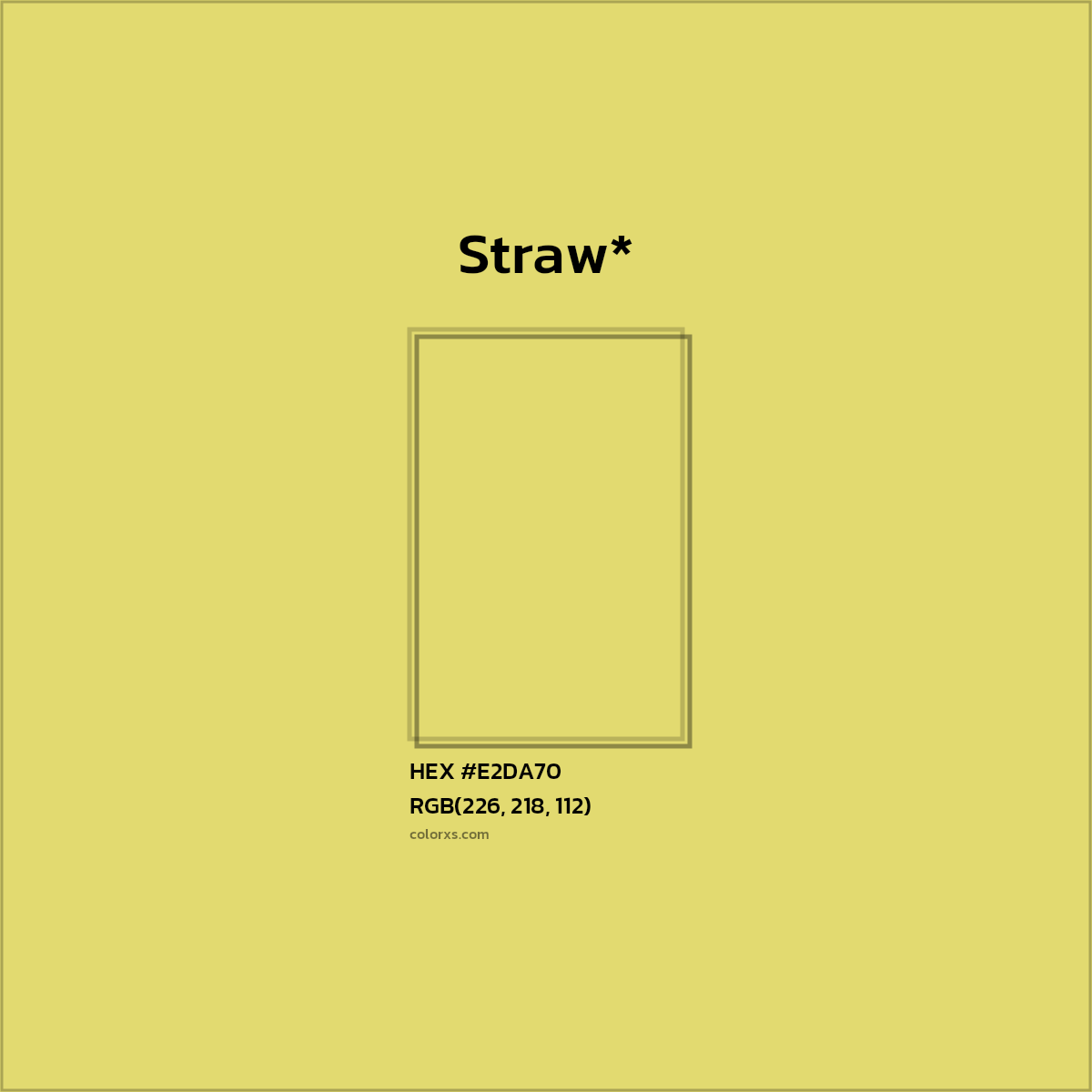 #E2DA70 hex color. RGB, RYB, CMYK, HSL, HSV codes and color conversions. Matching color names, palettes, paints.