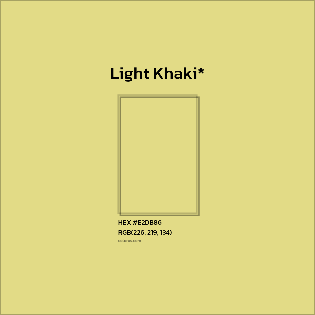 #E2DB86 hex color. RGB, RYB, CMYK, HSL, HSV codes and color conversions. Matching color names, palettes, paints.