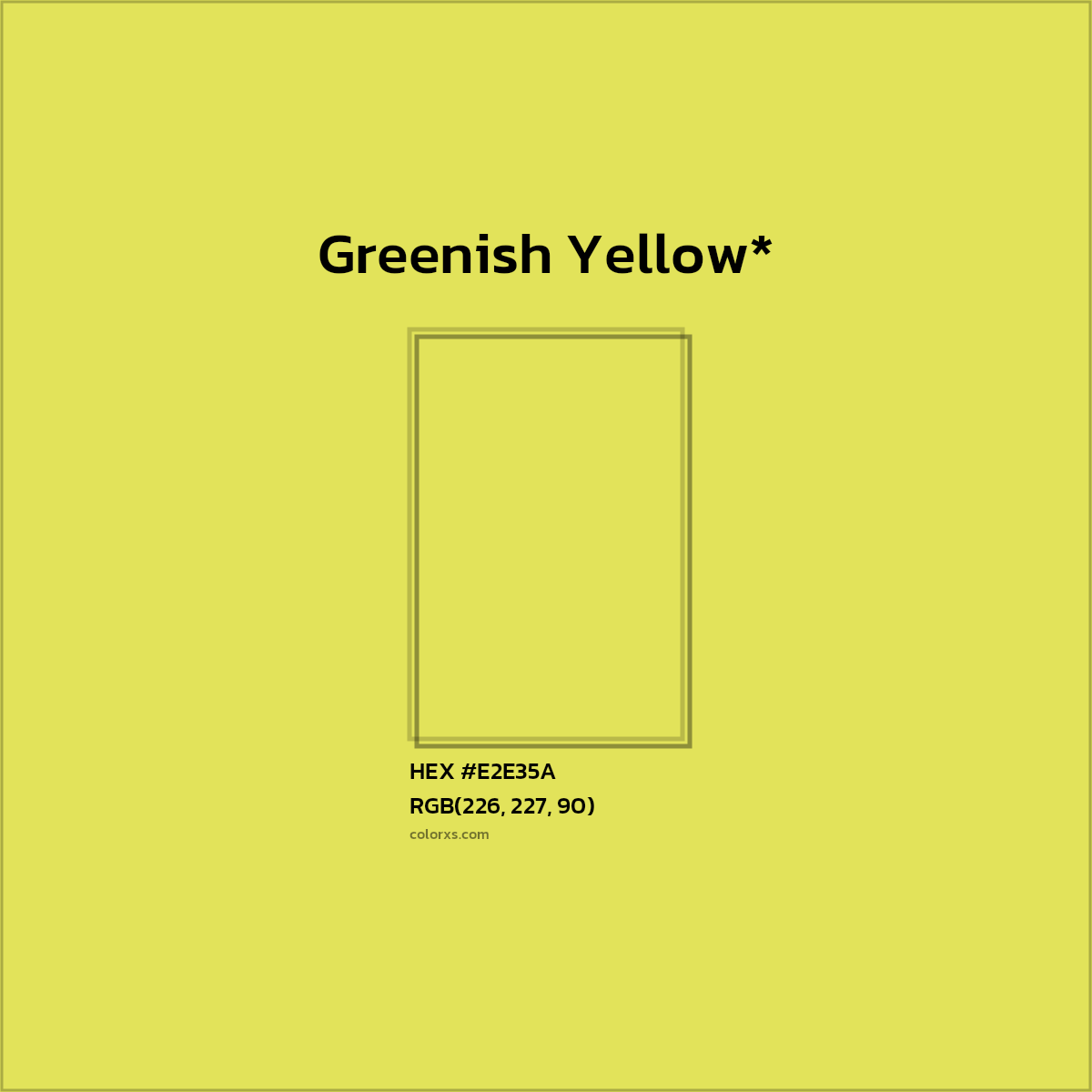 #E2E35A hex color. RGB, RYB, CMYK, HSL, HSV codes and color conversions. Matching color names, palettes, paints.