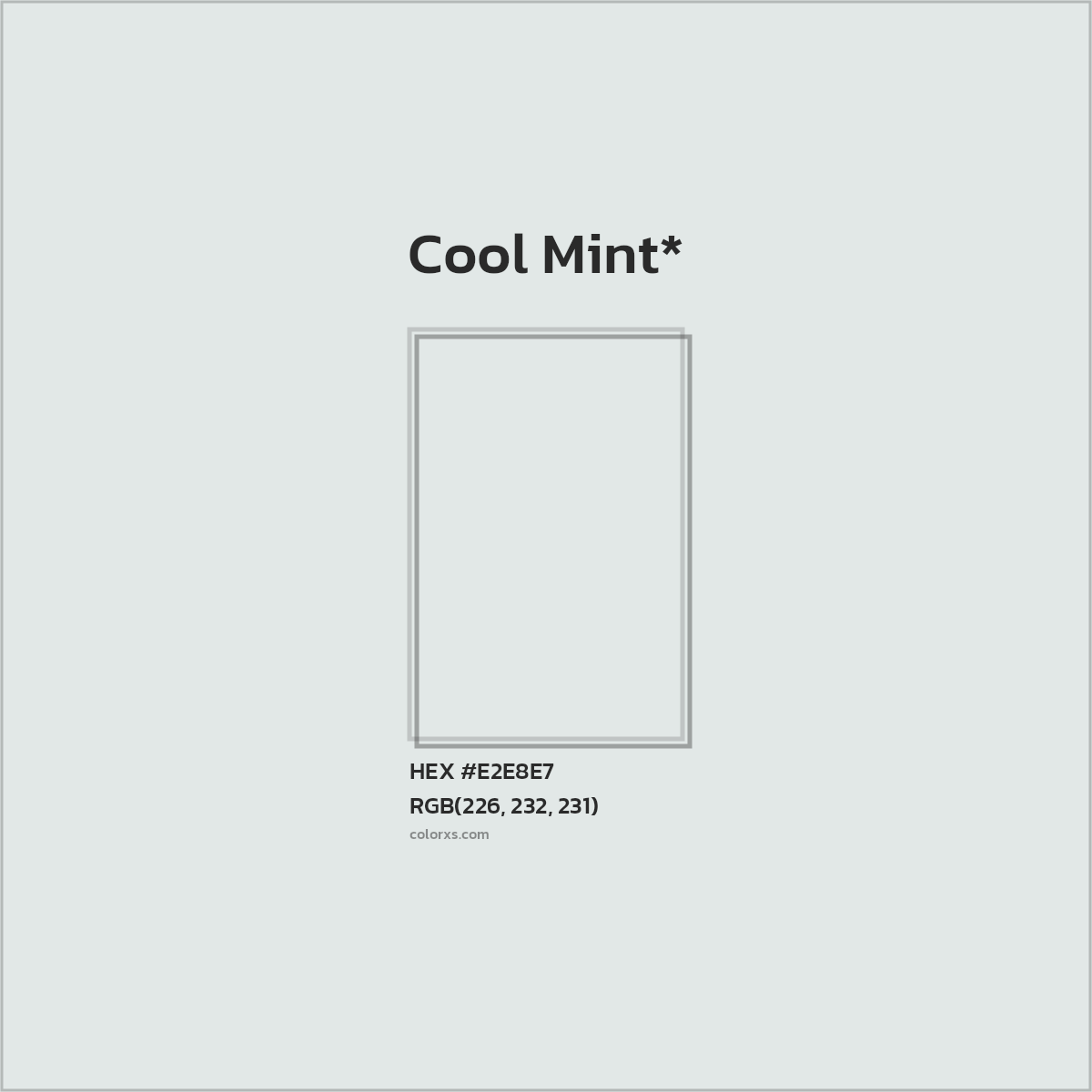 #E2E8E7 hex color. RGB, RYB, CMYK, HSL, HSV codes and color conversions. Matching color names, palettes, paints.