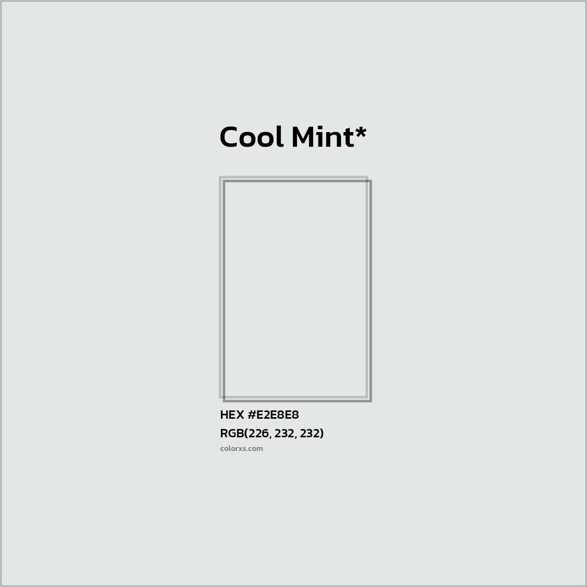 #E2E8E8 hex color. RGB, RYB, CMYK, HSL, HSV codes and color conversions. Matching color names, palettes, paints.