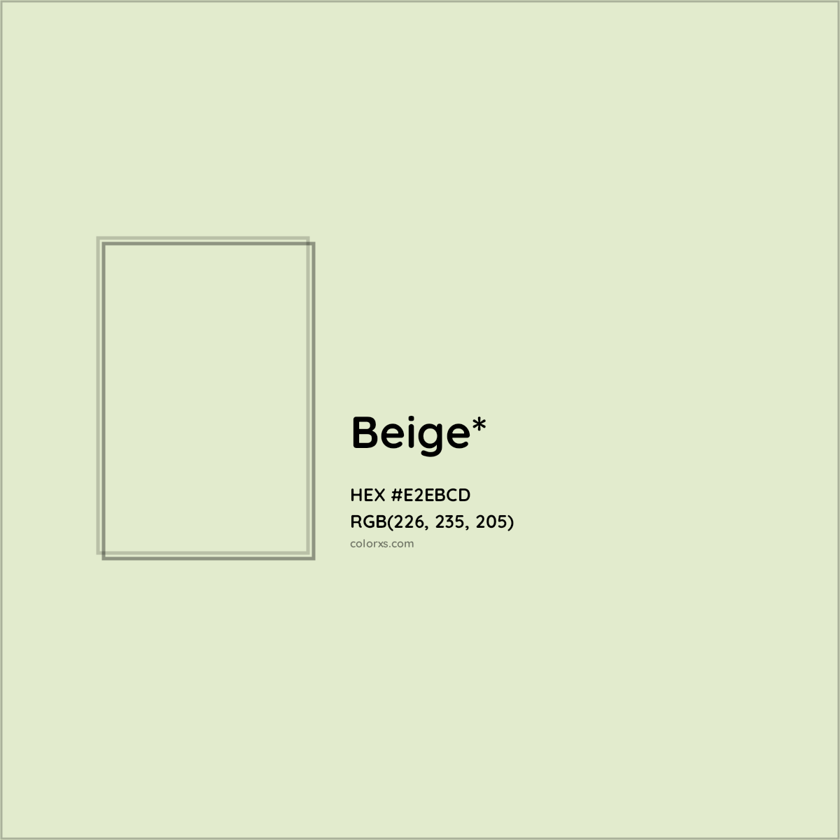 #E2EBCD hex color. RGB, RYB, CMYK, HSL, HSV codes and color conversions. Matching color names, palettes, paints.