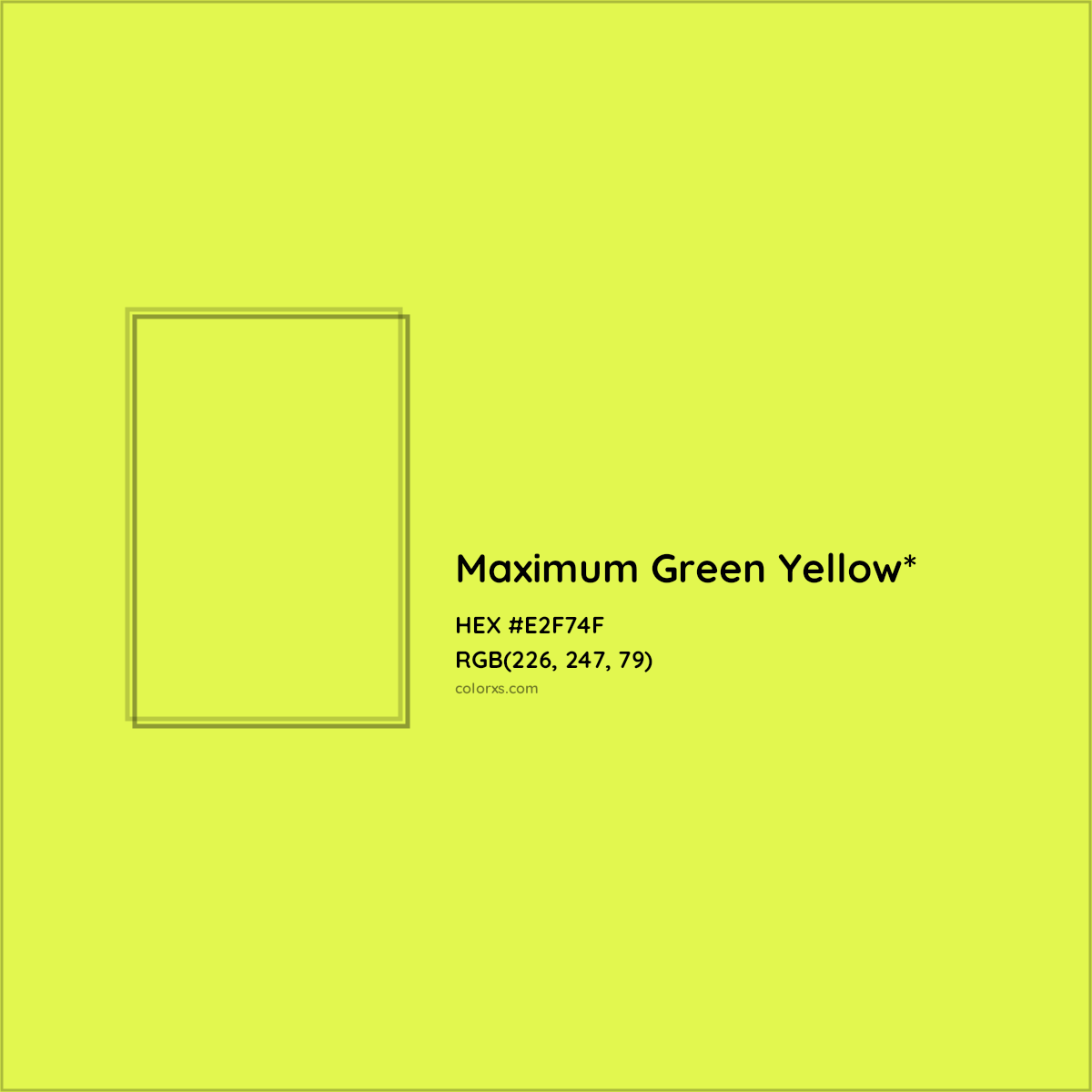 #E2F74F hex color. RGB, RYB, CMYK, HSL, HSV codes and color conversions. Matching color names, palettes, paints.