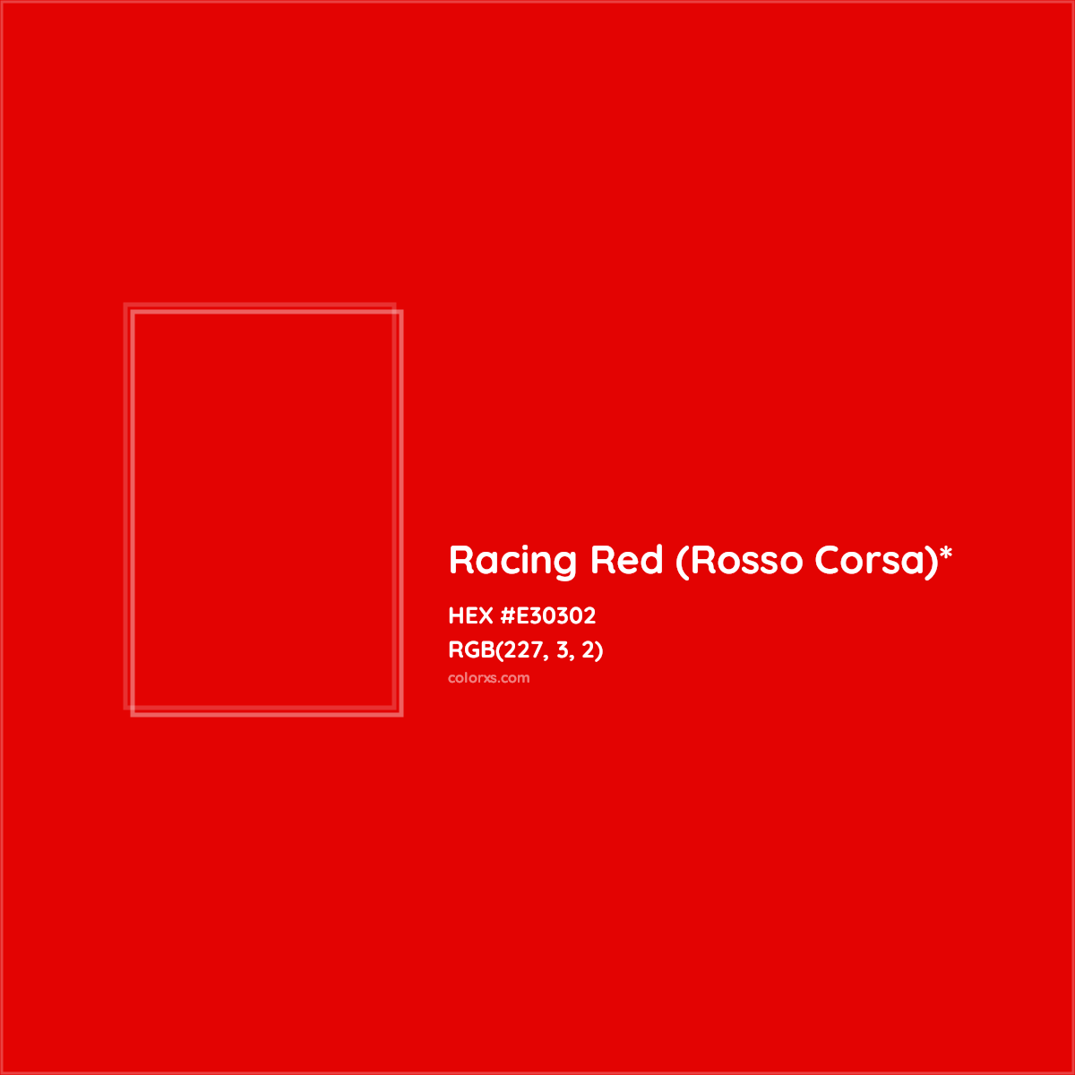 #E30302 hex color. RGB, RYB, CMYK, HSL, HSV codes and color conversions. Matching color names, palettes, paints.
