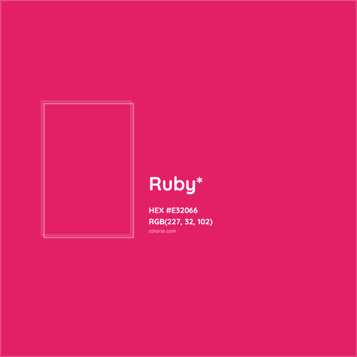 #E32066 hex color. RGB, RYB, CMYK, HSL, HSV codes and color conversions. Matching color names, palettes, paints.