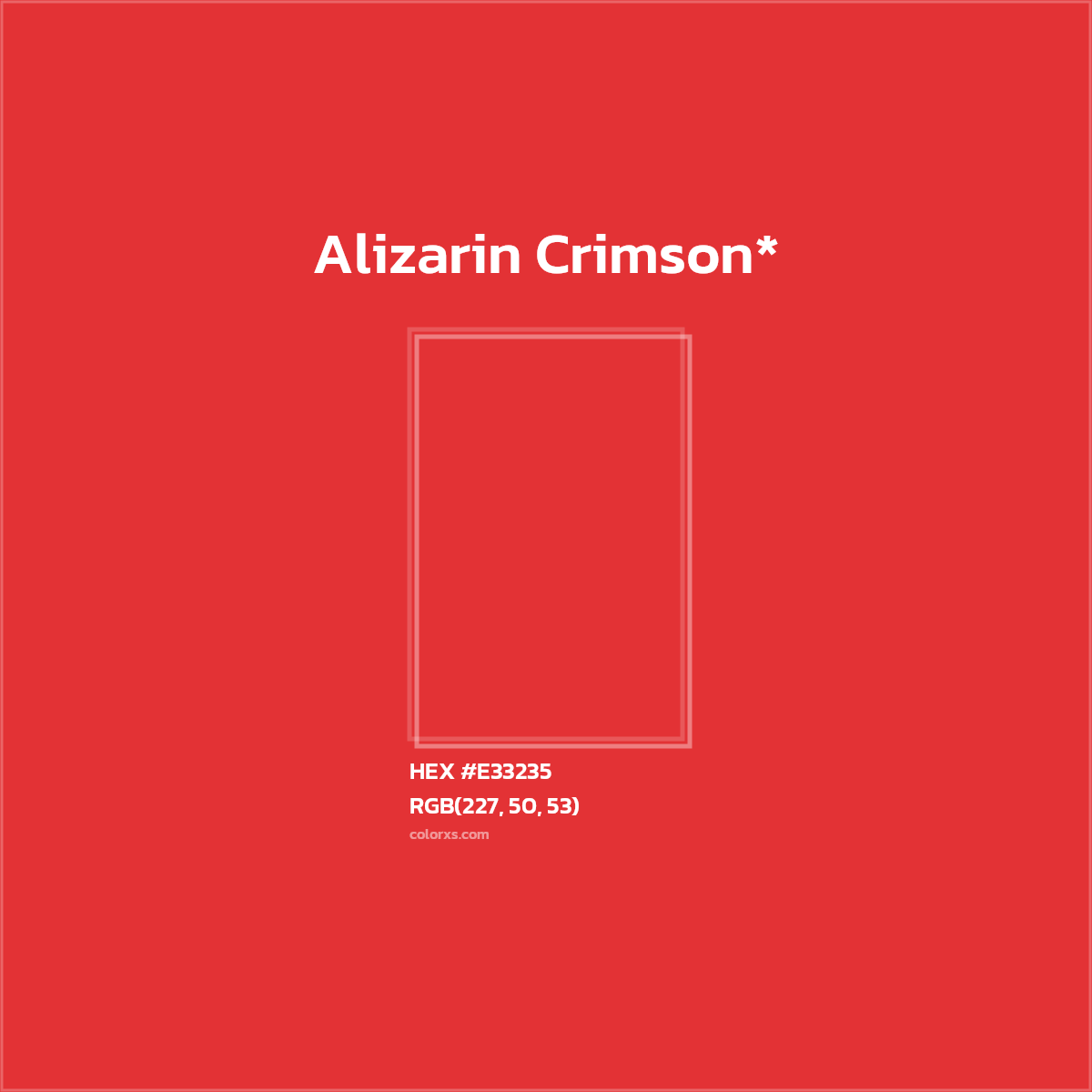 #E33235 hex color. RGB, RYB, CMYK, HSL, HSV codes and color conversions. Matching color names, palettes, paints.