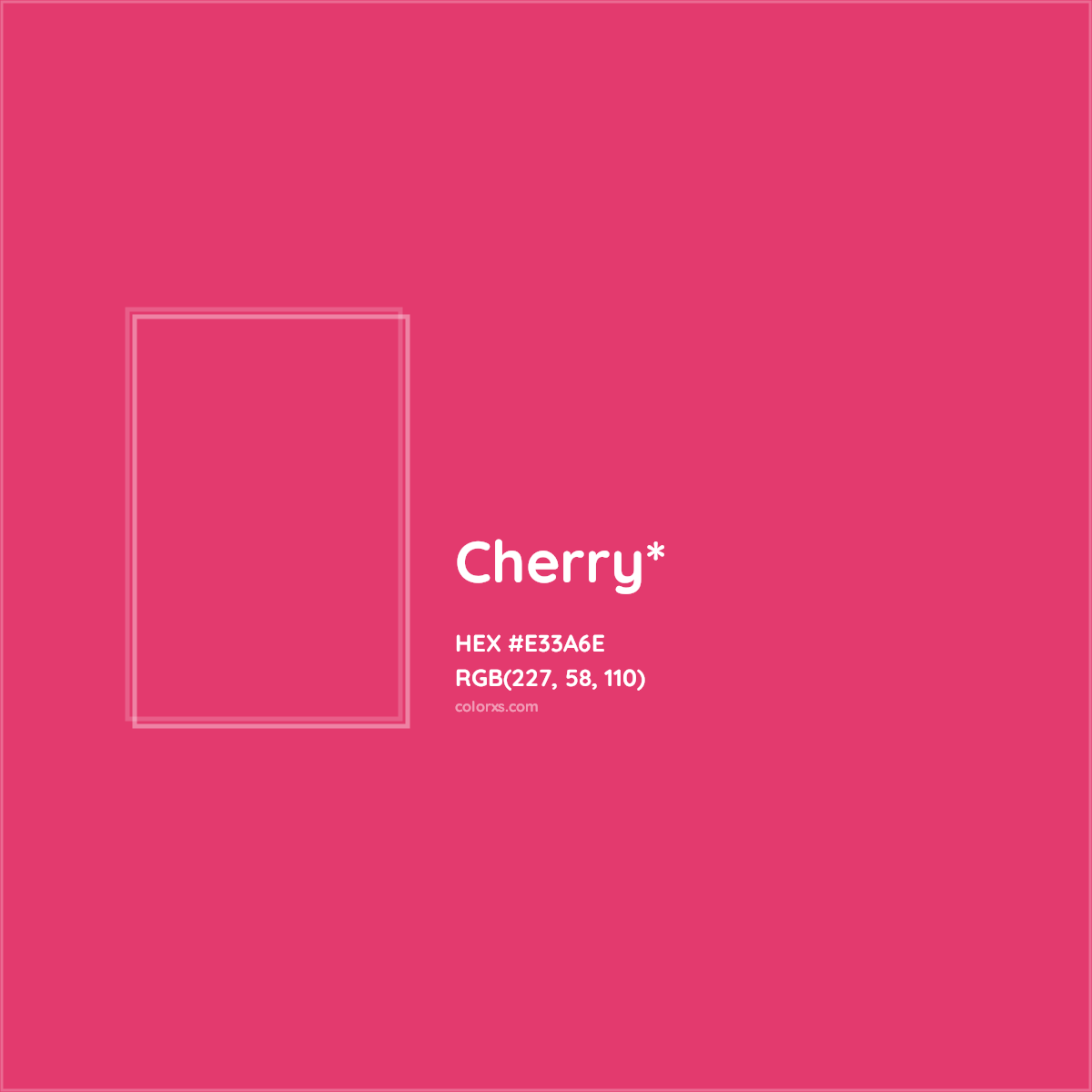 #E33A6E hex color. RGB, RYB, CMYK, HSL, HSV codes and color conversions. Matching color names, palettes, paints.