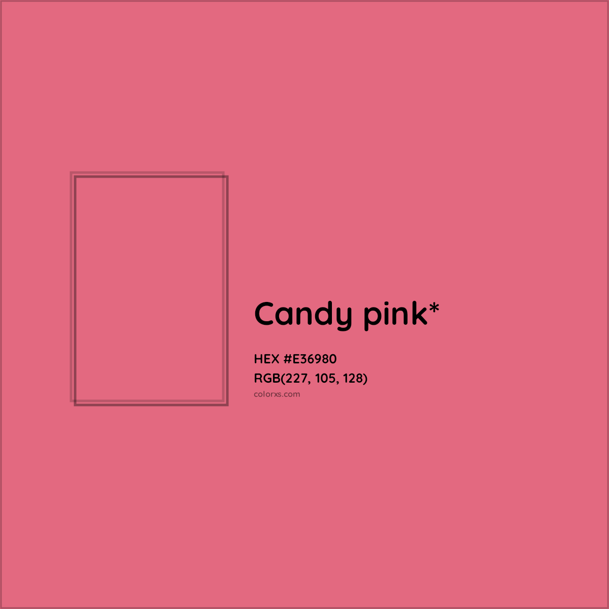 #E36980 hex color. RGB, RYB, CMYK, HSL, HSV codes and color conversions. Matching color names, palettes, paints.
