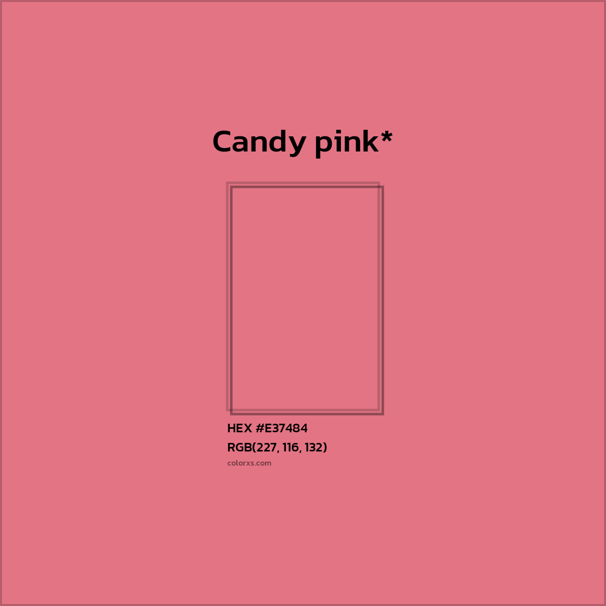 #E37484 hex color. RGB, RYB, CMYK, HSL, HSV codes and color conversions. Matching color names, palettes, paints.