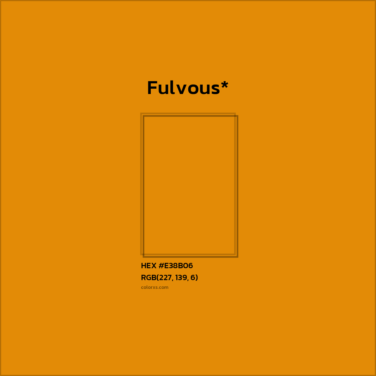 #E38B06 hex color. RGB, RYB, CMYK, HSL, HSV codes and color conversions. Matching color names, palettes, paints.