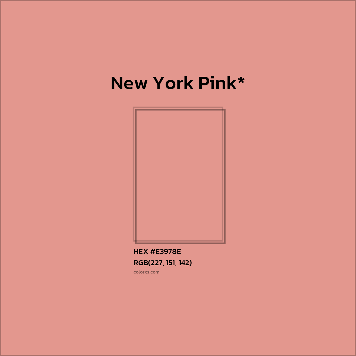 #E3978E hex color. RGB, RYB, CMYK, HSL, HSV codes and color conversions. Matching color names, palettes, paints.