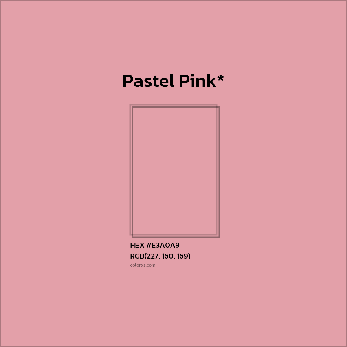 #E3A0A9 hex color. RGB, RYB, CMYK, HSL, HSV codes and color conversions. Matching color names, palettes, paints.