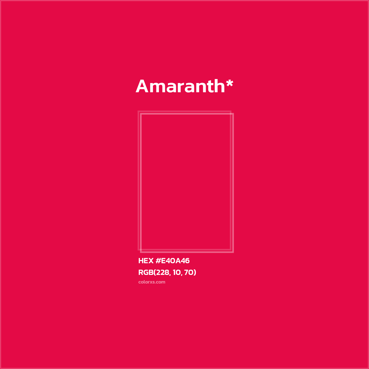 #E40A46 hex color. RGB, RYB, CMYK, HSL, HSV codes and color conversions. Matching color names, palettes, paints.