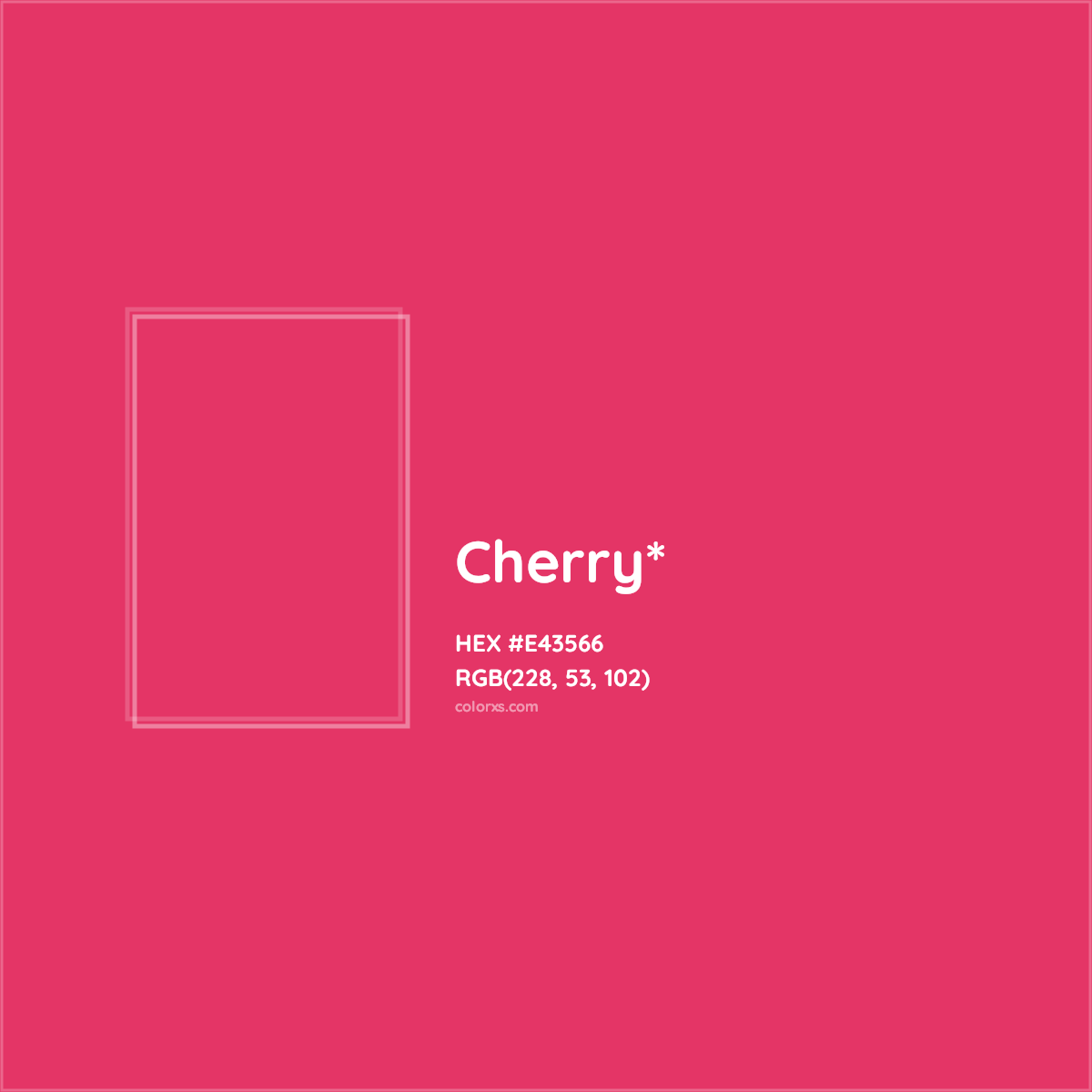 #E43566 hex color. RGB, RYB, CMYK, HSL, HSV codes and color conversions. Matching color names, palettes, paints.