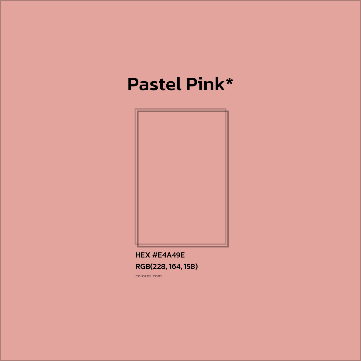 #E4A49E hex color. RGB, RYB, CMYK, HSL, HSV codes and color conversions. Matching color names, palettes, paints.
