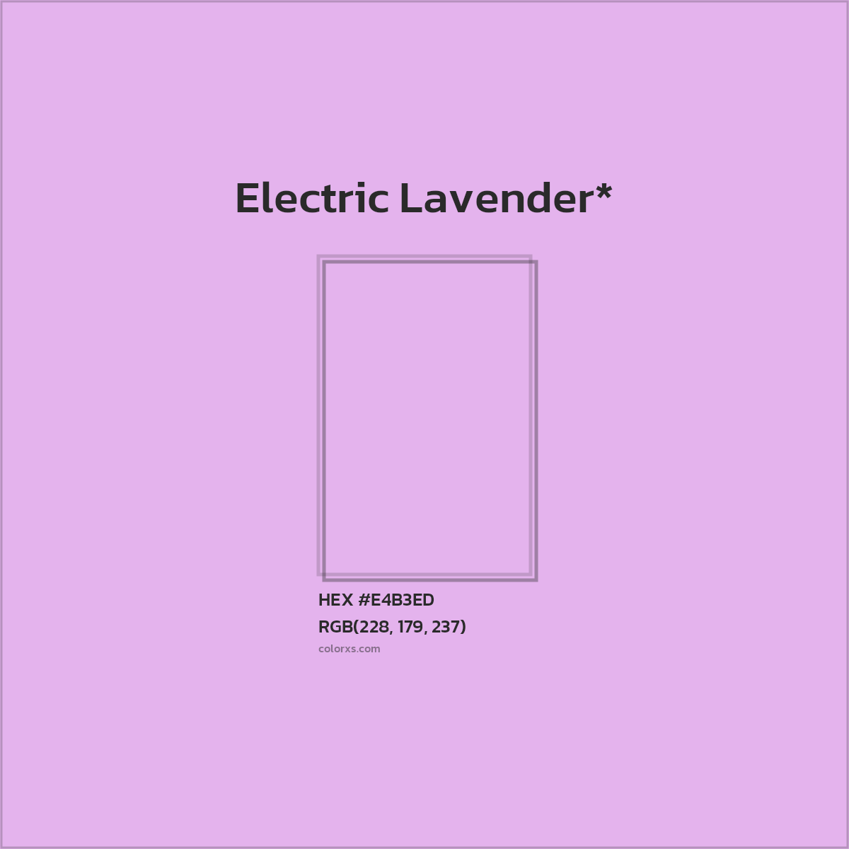 #E4B3ED hex color. RGB, RYB, CMYK, HSL, HSV codes and color conversions. Matching color names, palettes, paints.