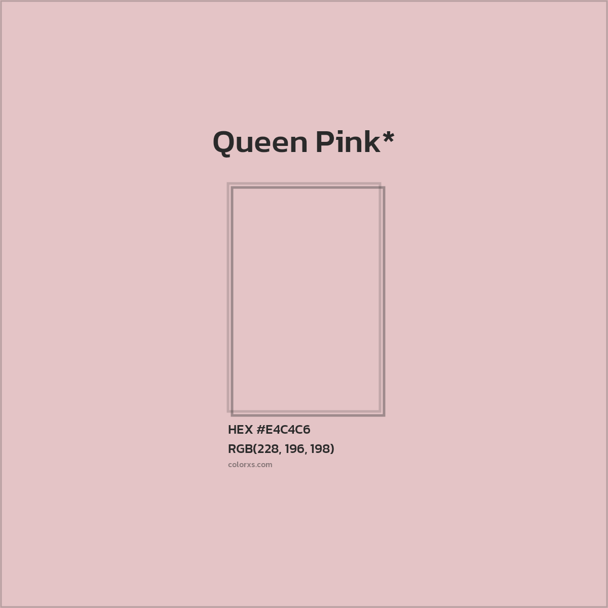 #E4C4C6 hex color. RGB, RYB, CMYK, HSL, HSV codes and color conversions. Matching color names, palettes, paints.