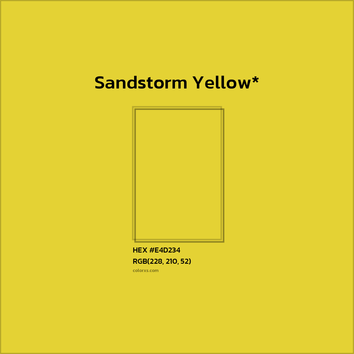 #E4D234 hex color. RGB, RYB, CMYK, HSL, HSV codes and color conversions. Matching color names, palettes, paints.