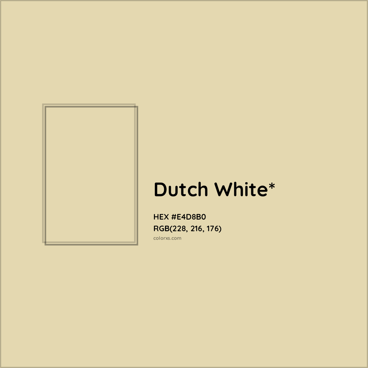 #E4D8B0 hex color. RGB, RYB, CMYK, HSL, HSV codes and color conversions. Matching color names, palettes, paints.