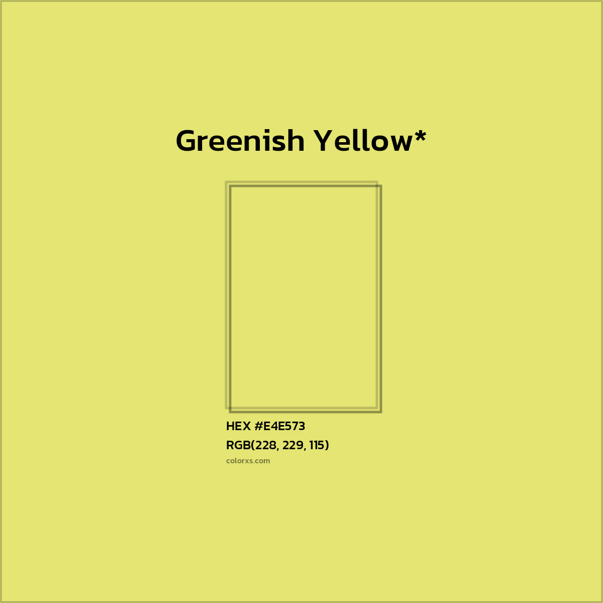 #E4E573 hex color. RGB, RYB, CMYK, HSL, HSV codes and color conversions. Matching color names, palettes, paints.