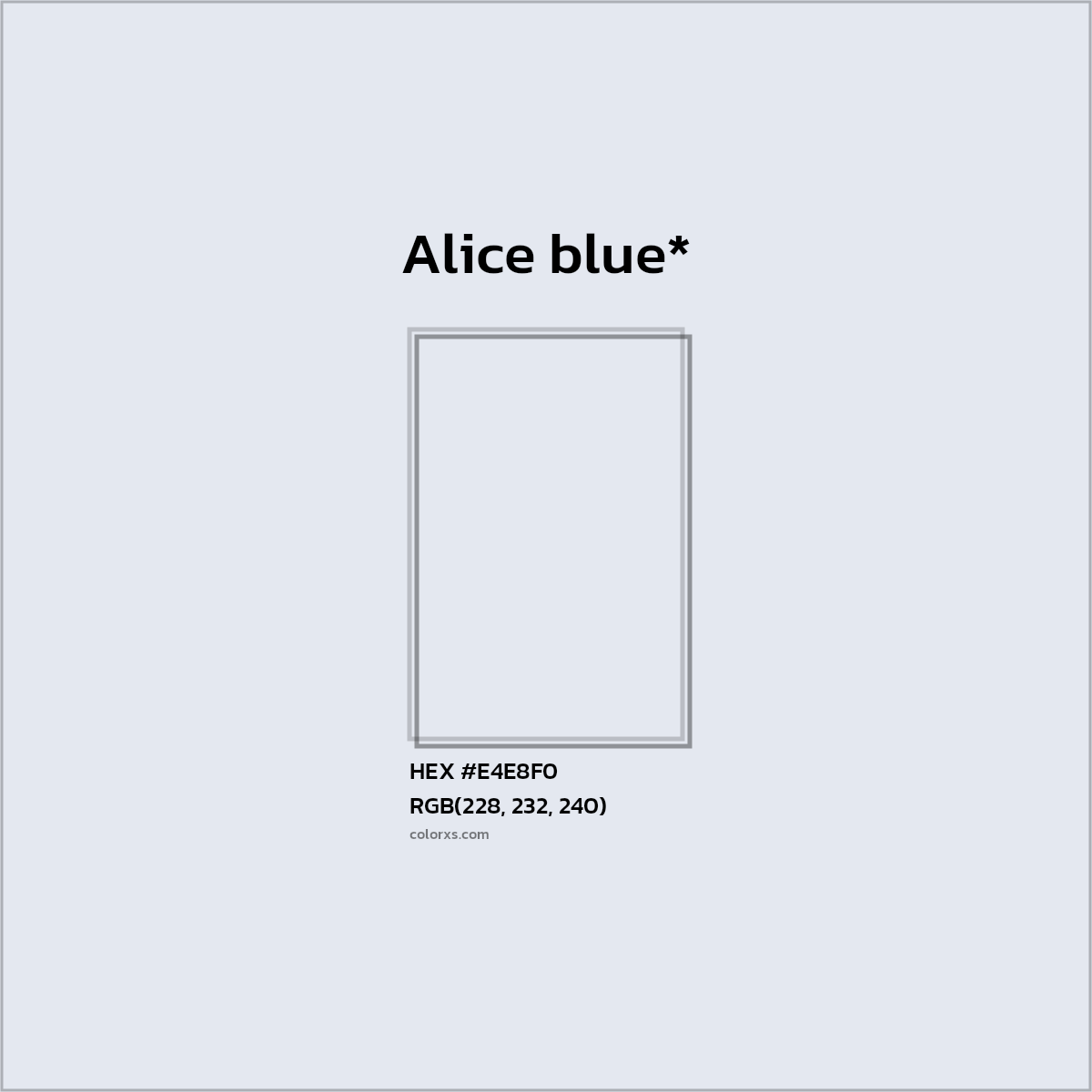 #E4E8F0 hex color. RGB, RYB, CMYK, HSL, HSV codes and color conversions. Matching color names, palettes, paints.