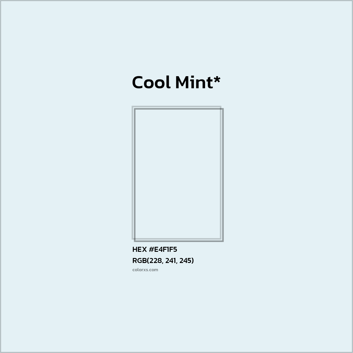 #E4F1F5 hex color. RGB, RYB, CMYK, HSL, HSV codes and color conversions. Matching color names, palettes, paints.