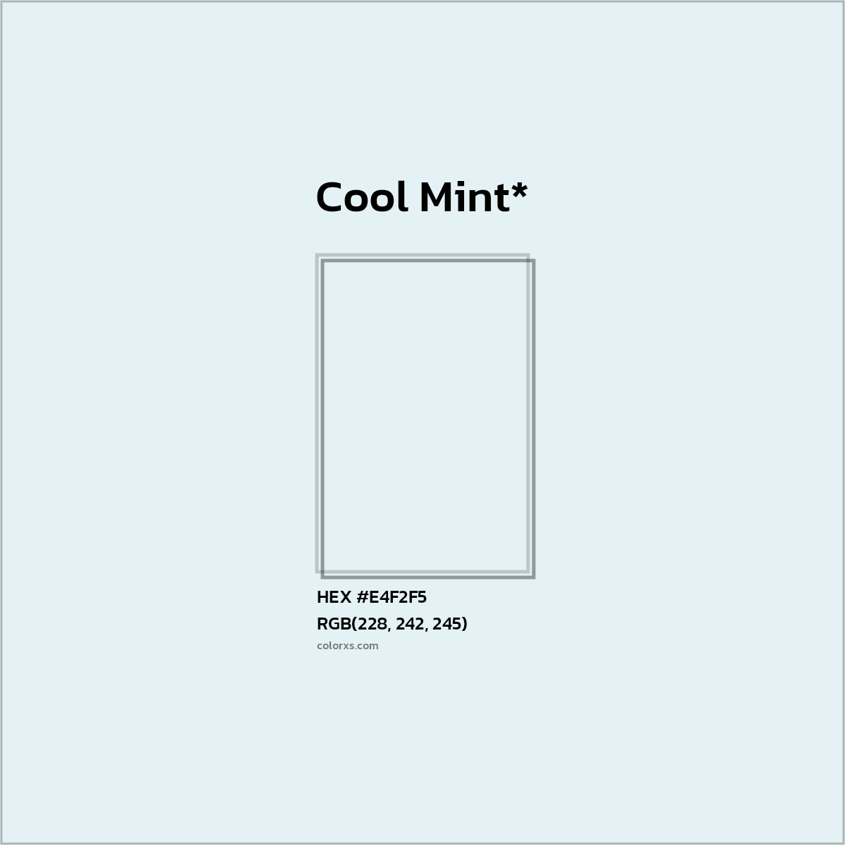 #E4F2F5 hex color. RGB, RYB, CMYK, HSL, HSV codes and color conversions. Matching color names, palettes, paints.
