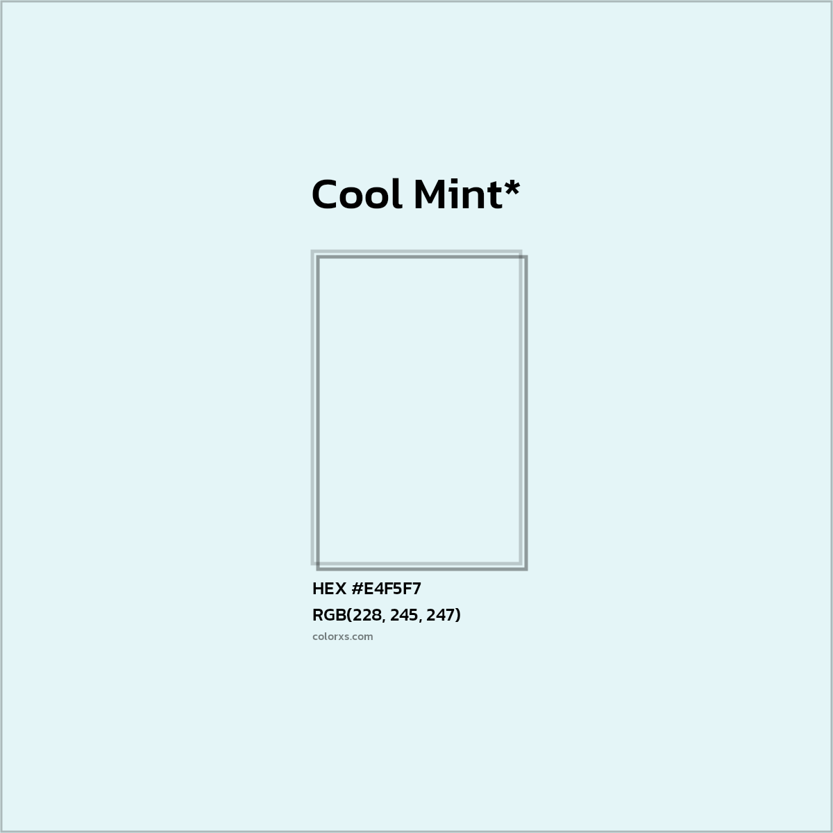 #E4F5F7 hex color. RGB, RYB, CMYK, HSL, HSV codes and color conversions. Matching color names, palettes, paints.
