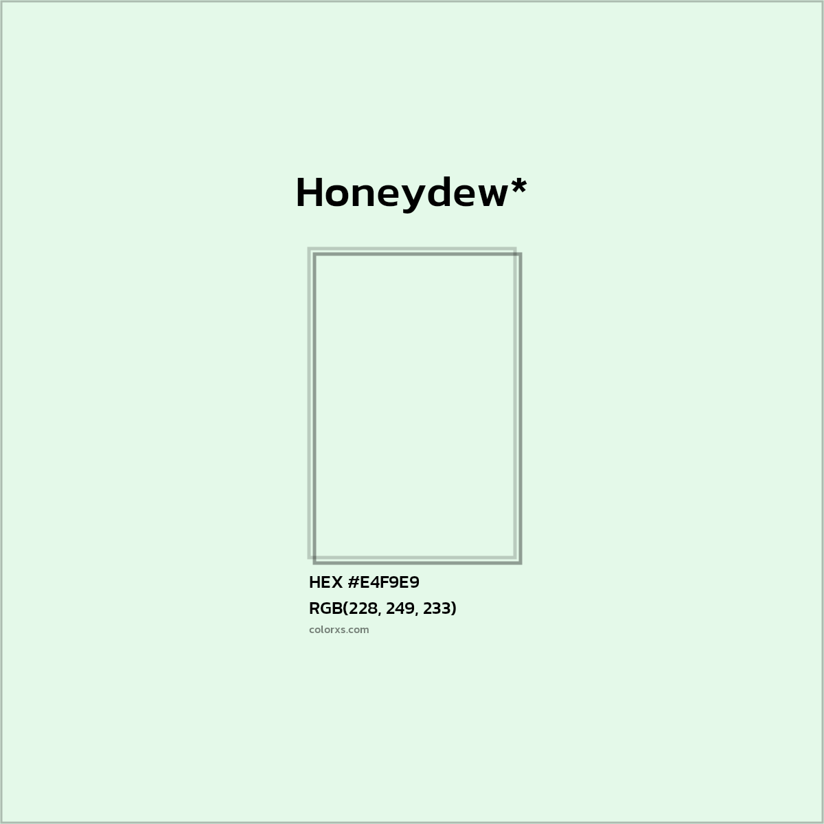#E4F9E9 hex color. RGB, RYB, CMYK, HSL, HSV codes and color conversions. Matching color names, palettes, paints.
