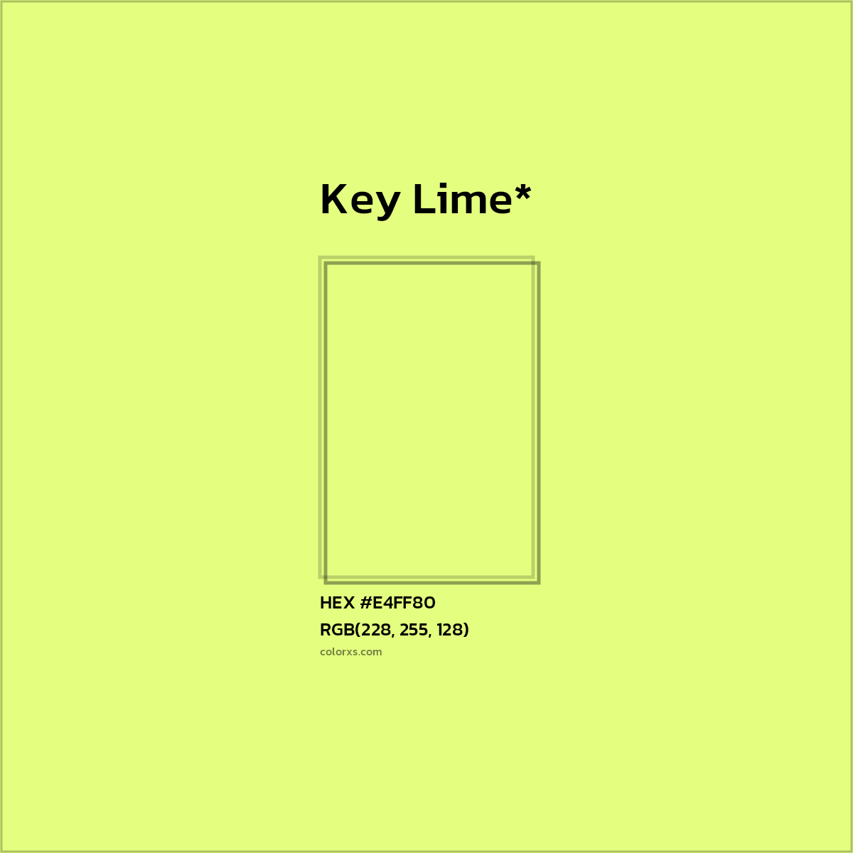 #E4FF80 hex color. RGB, RYB, CMYK, HSL, HSV codes and color conversions. Matching color names, palettes, paints.