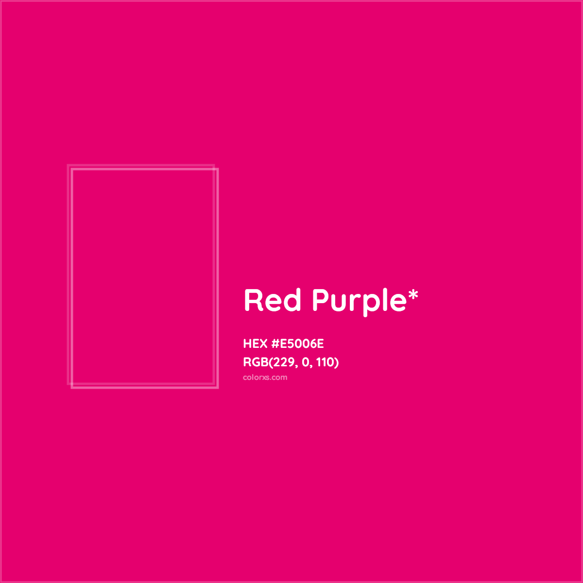#E5006E hex color. RGB, RYB, CMYK, HSL, HSV codes and color conversions. Matching color names, palettes, paints.