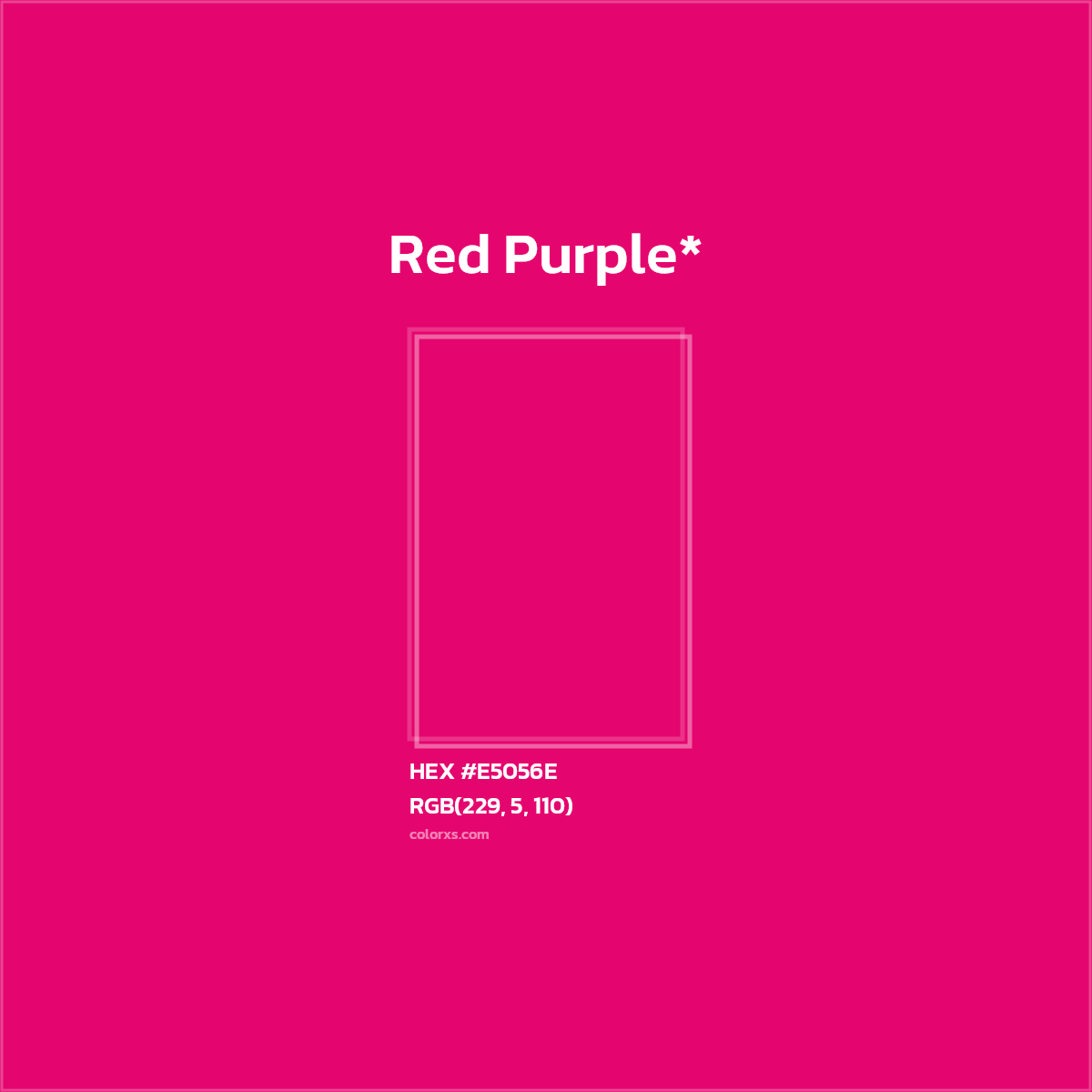 #E5056E hex color. RGB, RYB, CMYK, HSL, HSV codes and color conversions. Matching color names, palettes, paints.