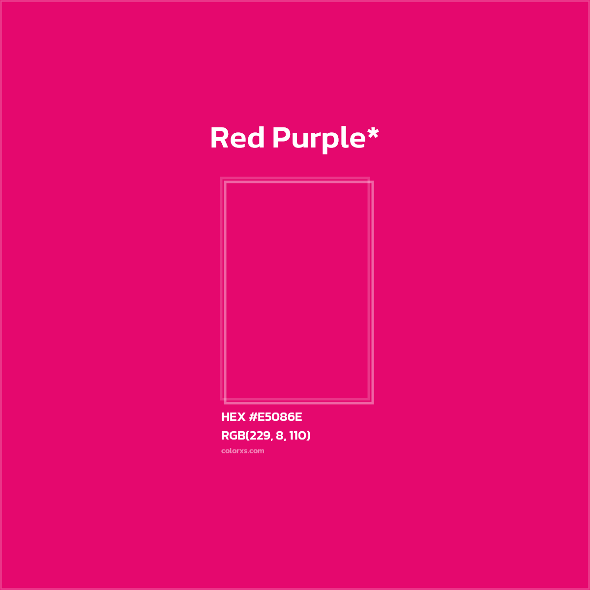 #E5086E hex color. RGB, RYB, CMYK, HSL, HSV codes and color conversions. Matching color names, palettes, paints.