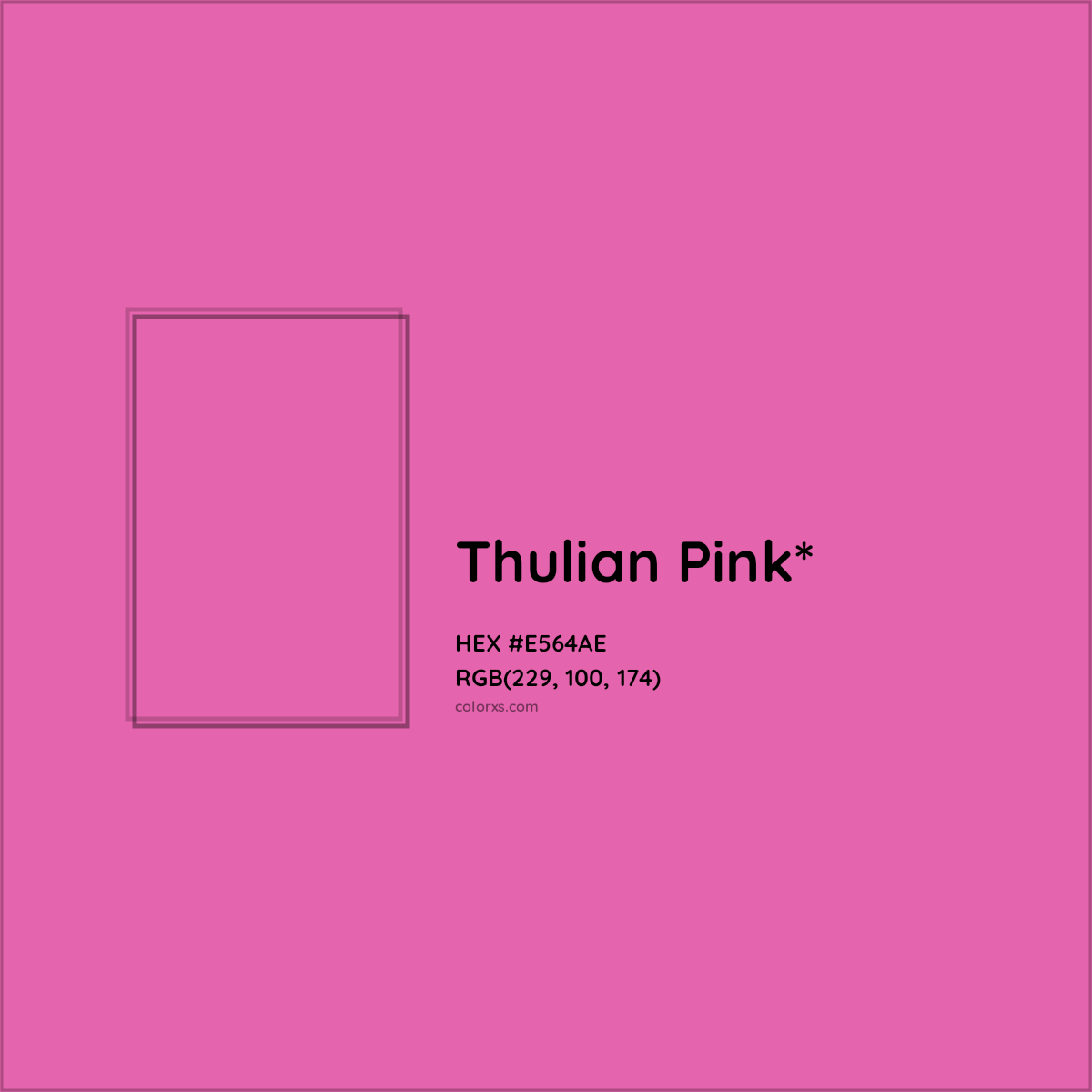 #E564AE hex color. RGB, RYB, CMYK, HSL, HSV codes and color conversions. Matching color names, palettes, paints.