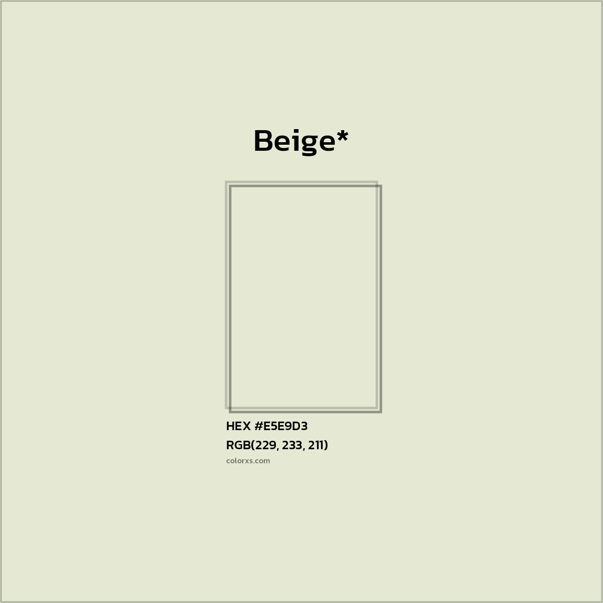 #E5E9D3 hex color. RGB, RYB, CMYK, HSL, HSV codes and color conversions. Matching color names, palettes, paints.