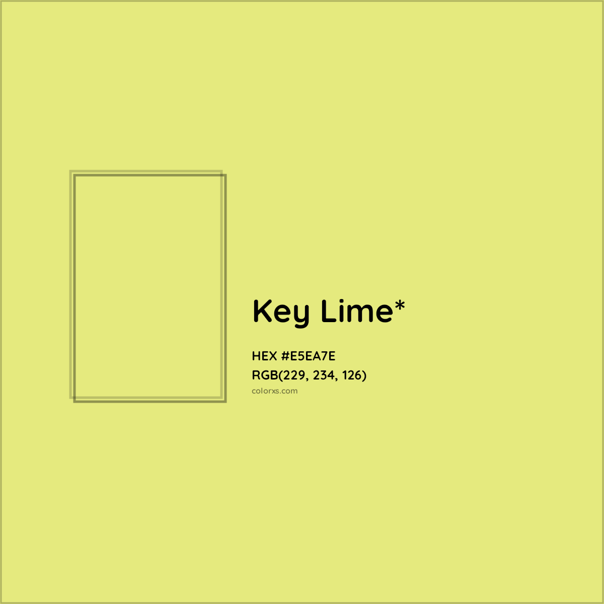 #E5EA7E hex color. RGB, RYB, CMYK, HSL, HSV codes and color conversions. Matching color names, palettes, paints.