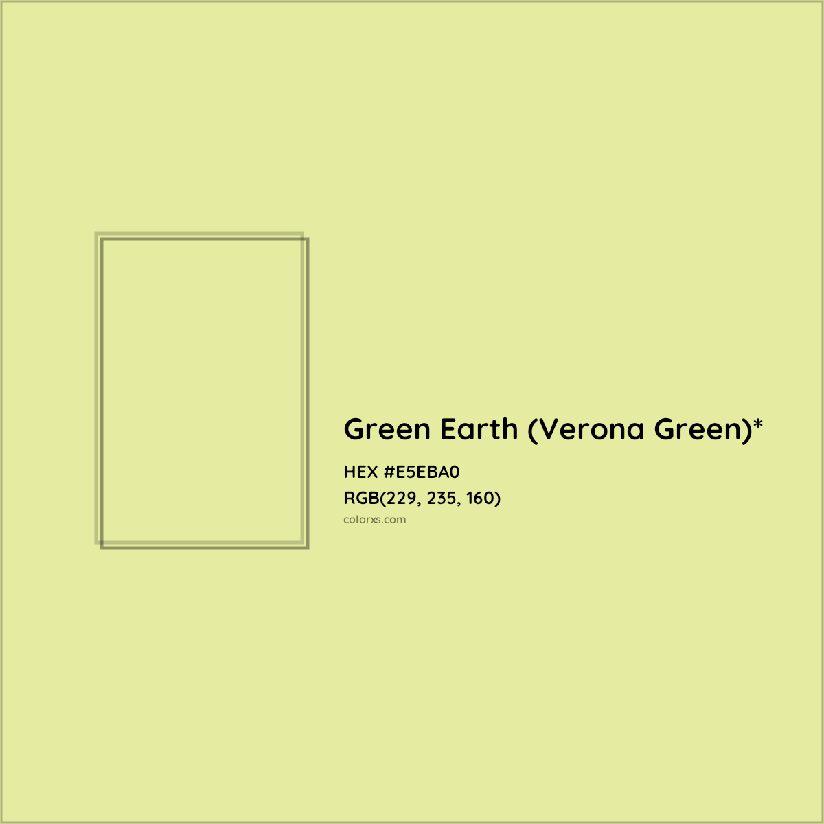 #E5EBA0 hex color. RGB, RYB, CMYK, HSL, HSV codes and color conversions. Matching color names, palettes, paints.